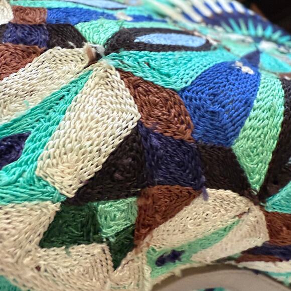 Rebecca Minkoff Embroidered Beaded Leather Tote Bag Gray Blue Green Purple Ivory - Picture 7 of 12